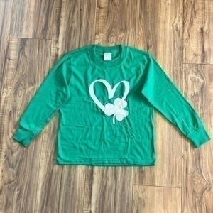 Port & Company, Girls green shirt, with heart and shamrock. Size small
